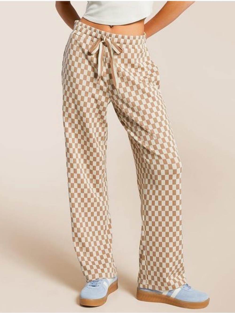 Modish Rebel tan checkered pants
